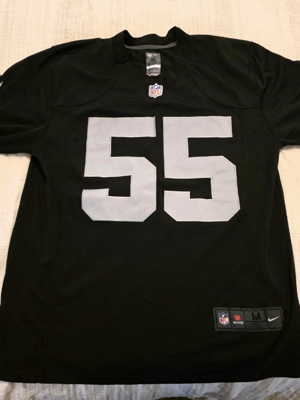 Nike Men’s Black Raiders Football Jersey with White #55 McClain
